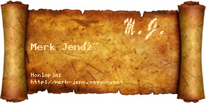 Merk Jenő névjegykártya